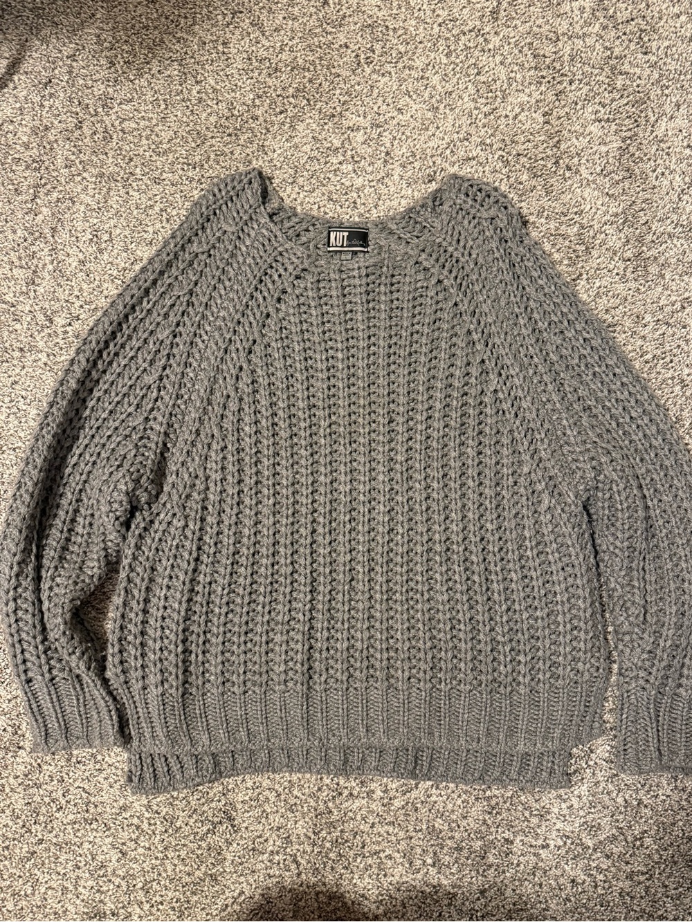 Kut from the Kloth Heather Gray Chunky Waffle Knit Sweater